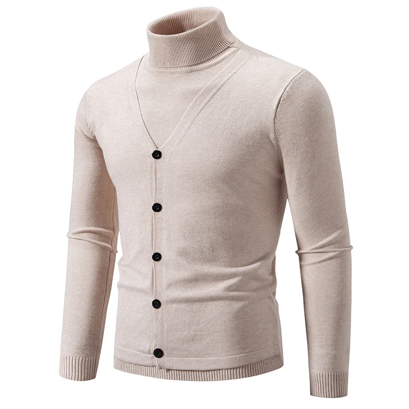 

9 Colors 2024 Autumn and Winter New Fake Two Piece Knitted Sweater High Collar Slim Warm Sweaters