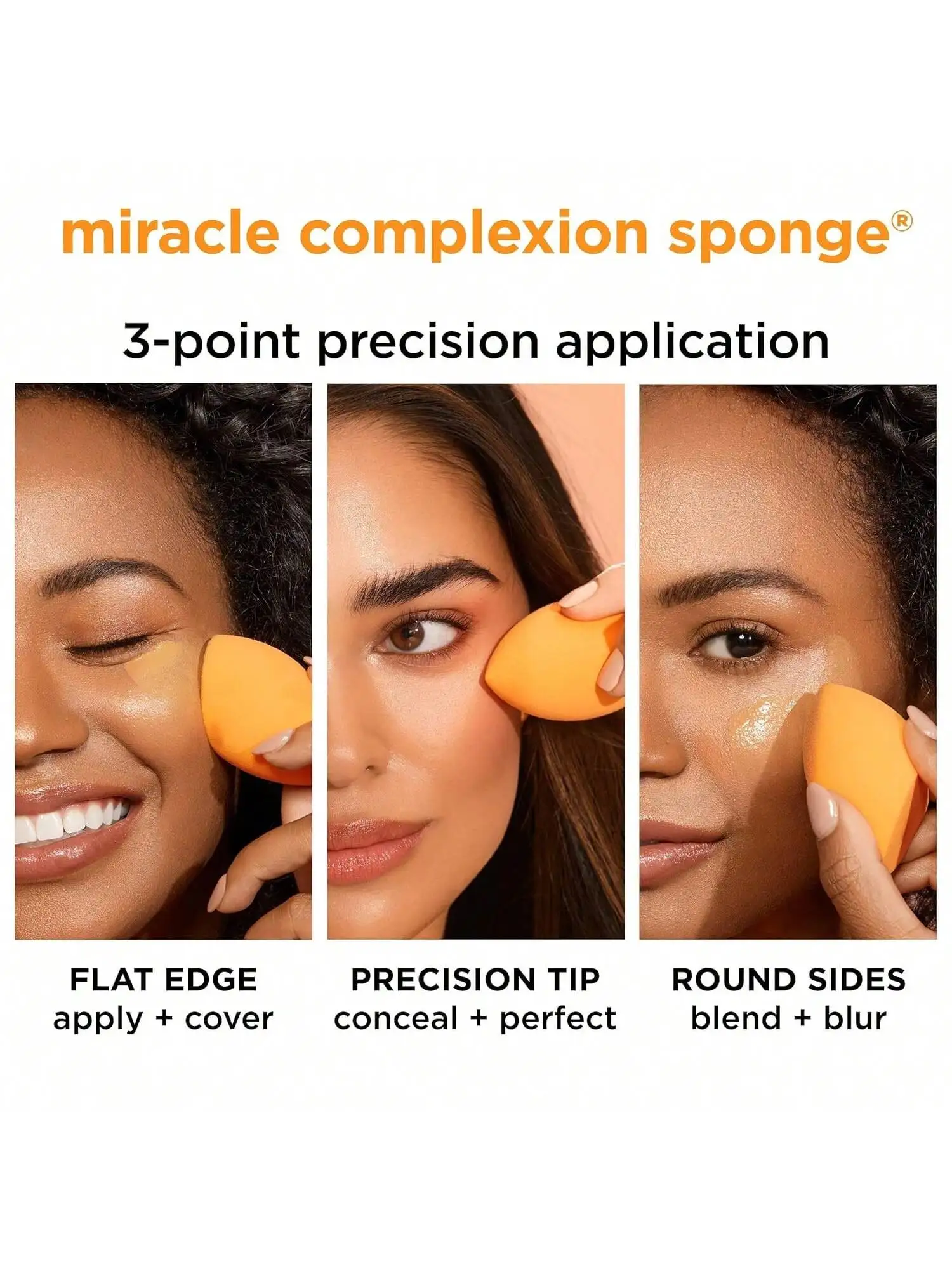 Ensemble de bouffées de maquillage de valeur pour l'argent, coton de maquillage à coupe oblique, éponge de beauté sans latex, bouffante d'éponge ultra douce et sans poudre pour un usage sec et humide, emballé dans 5 sacs Opp individuels, une des outils de beauté de voyage essentiels. Orange