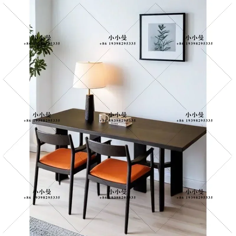 French pure solid wood small apartment simple workbench modern rectangular table