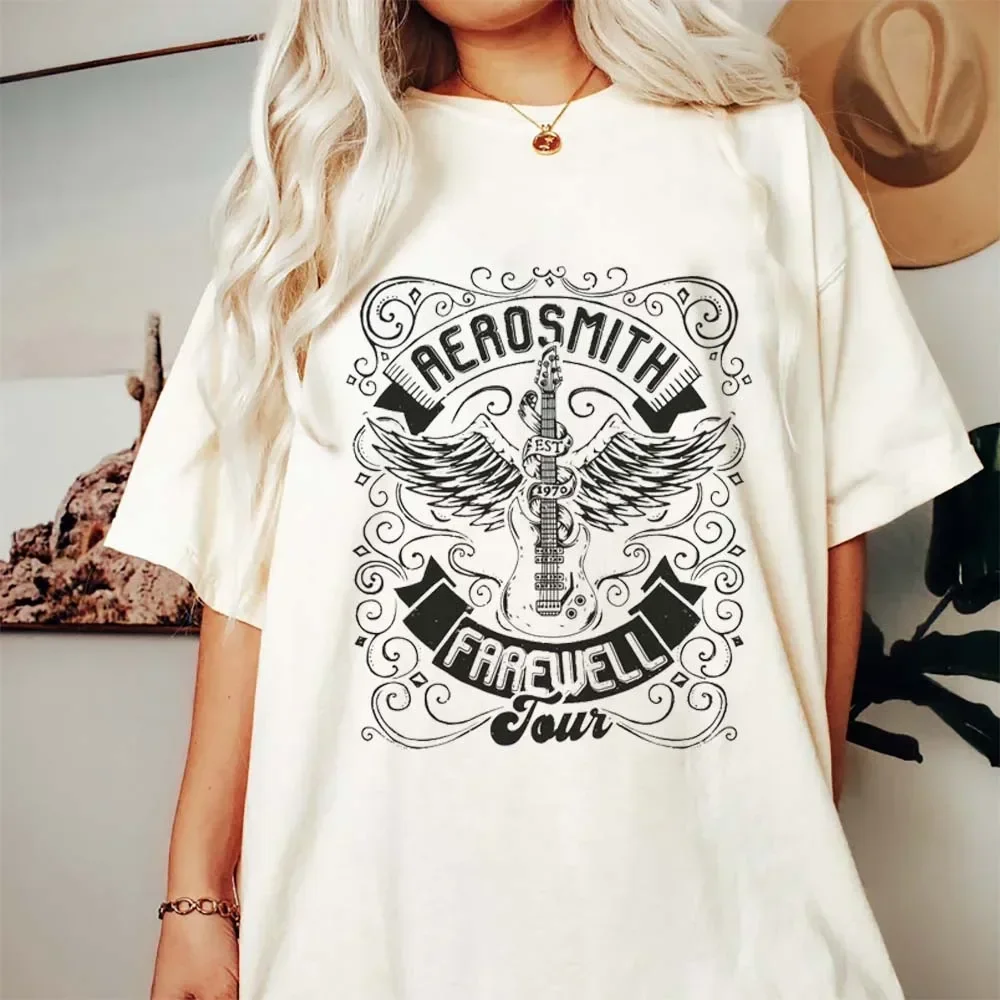 Aerosmith Farewell Tour Rock And Roll T-Shirt Women's Summer Vintage Fun Pattern O-Neck Fashion Style Printed T-Shirt Clothing G