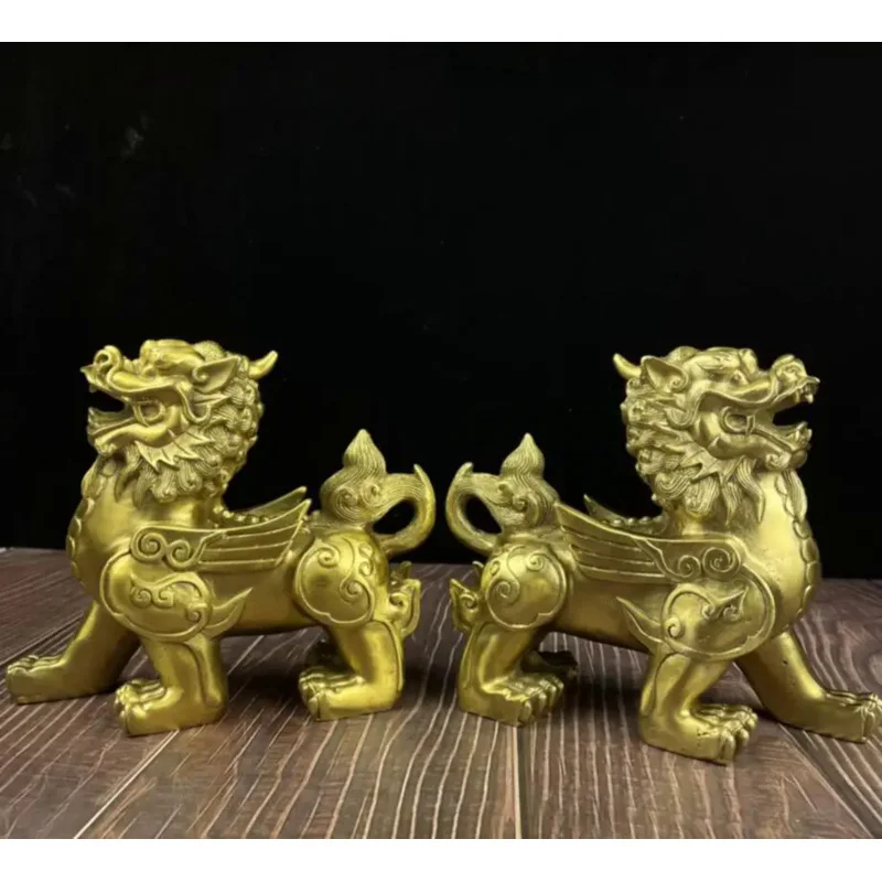 China brass mythical wild animal crafts statue A pair