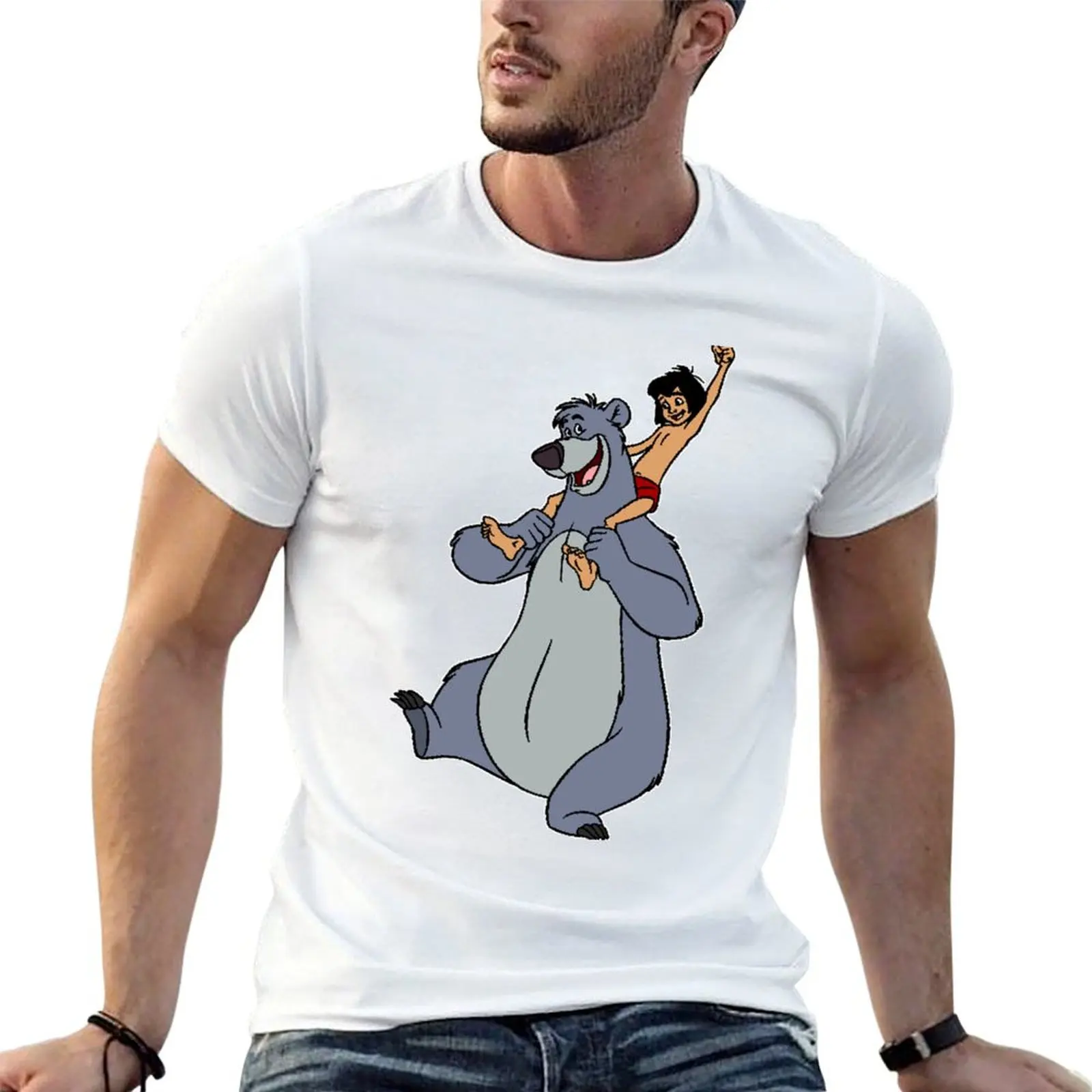 Camiseta Baloo & Mowgli, camisetas gráficas para hombre, camisetas de marca de lujo de alta calidad, camiseta gráfica para hombre