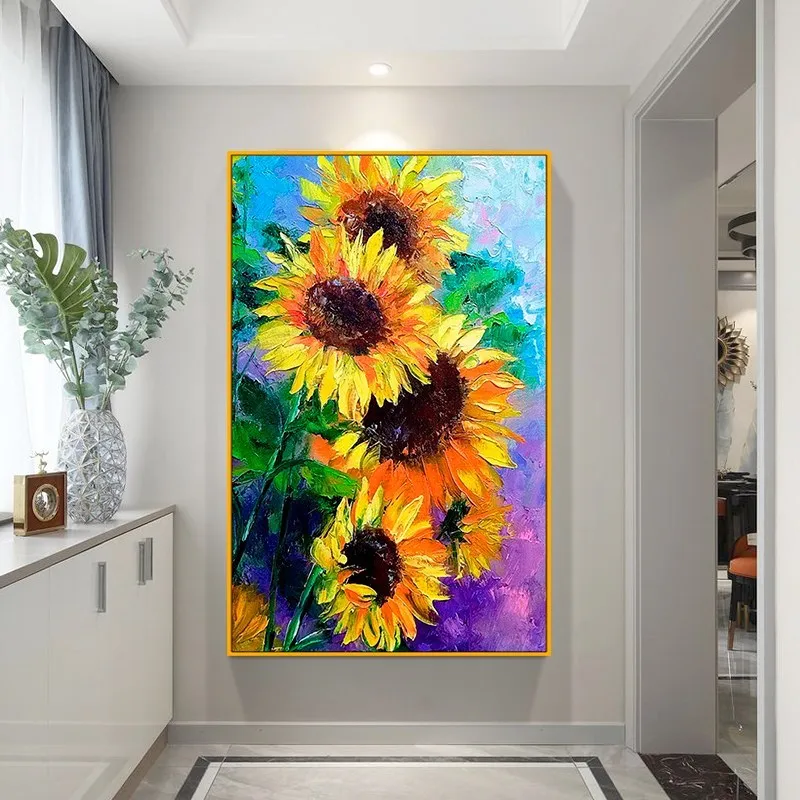 

OQ 100% Hand Painted Oil Painting On Canvas Modern Abstract Sun Flower Wall Art Living Room Picture Home Decoration Unframed