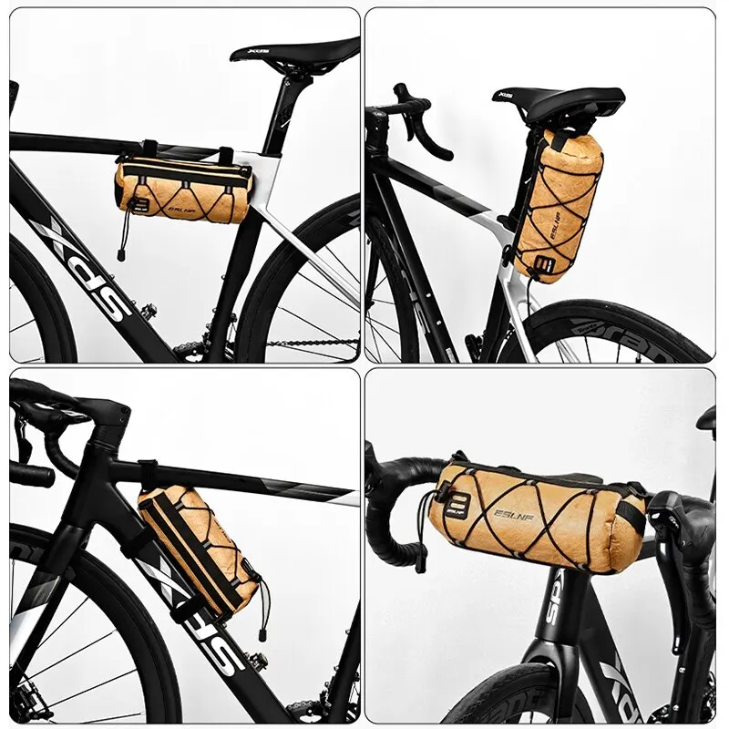 ESLNF Bike Bag Portable Handlebar Pannier Multi-purpose Large Capacity Backpack MTB Road Cycling Frame Tube Bag Elastic Band