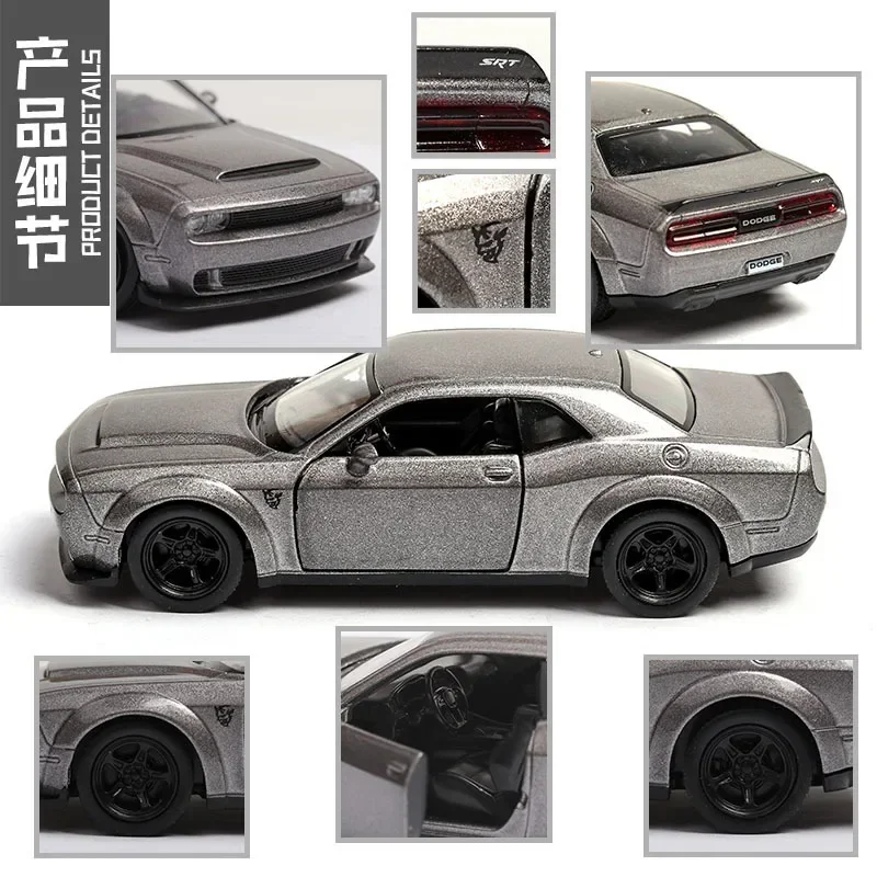 MaKeda1:36 Dodge Challenger SRT Demon Sports Car lega Diecast modello di auto giocattolo con tirare indietro per i regali per bambini collezione di