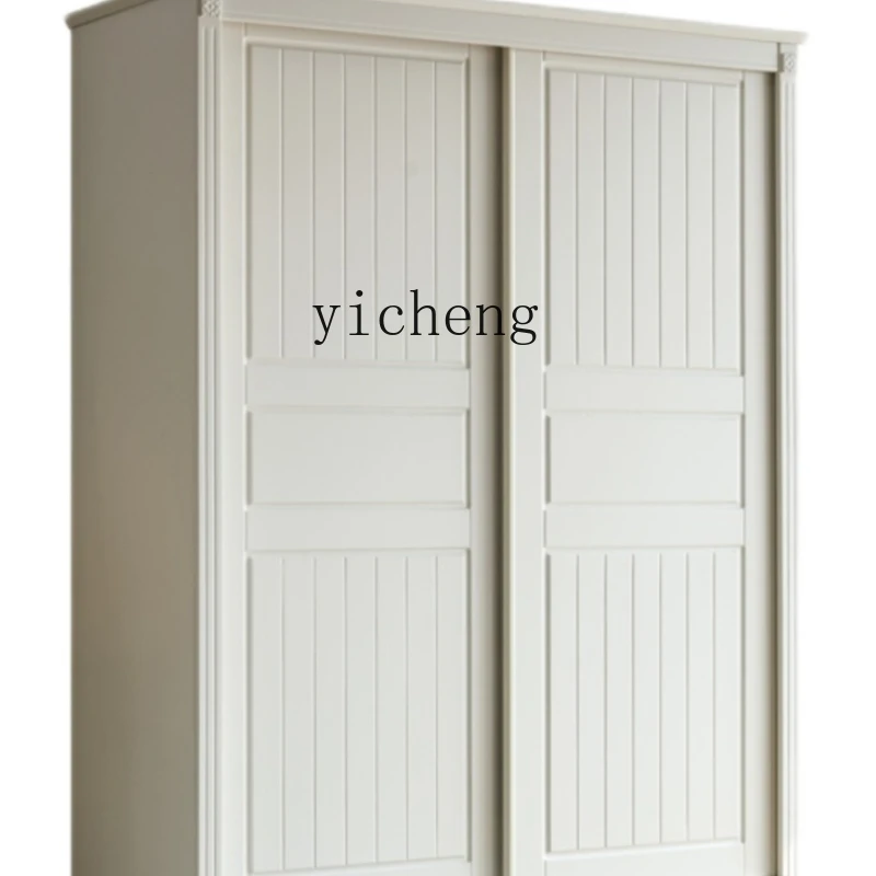 

ZK Solid Wood Wardrobe Two-Door Bedroom Hanging Wardrobe 0.9 M Sliding Sliding Door Storage Cabinet