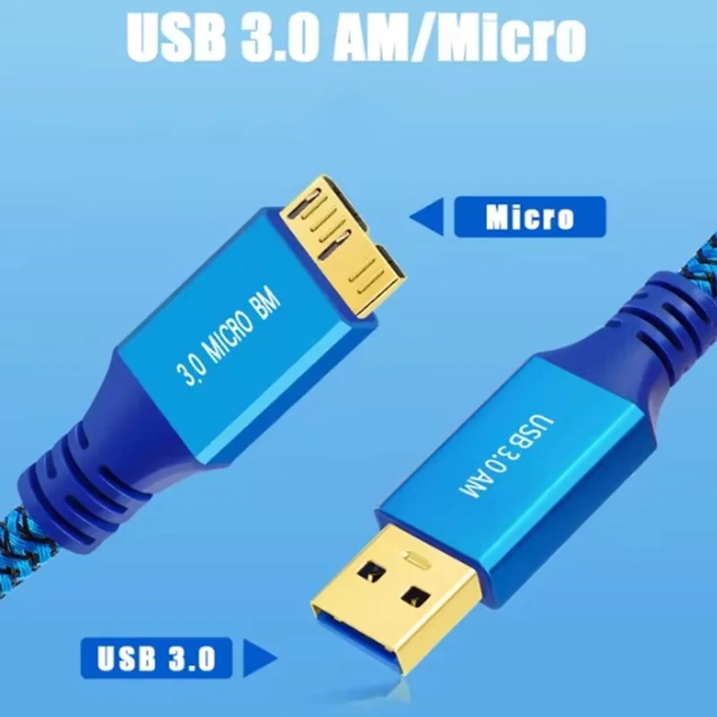 1m 3m USB 3.0 Micro B Cable 5Gbps Data Cable 3A Fast Charging External HDD Cable USB Cord for Samsung Hard Disk SSD Sata Cable