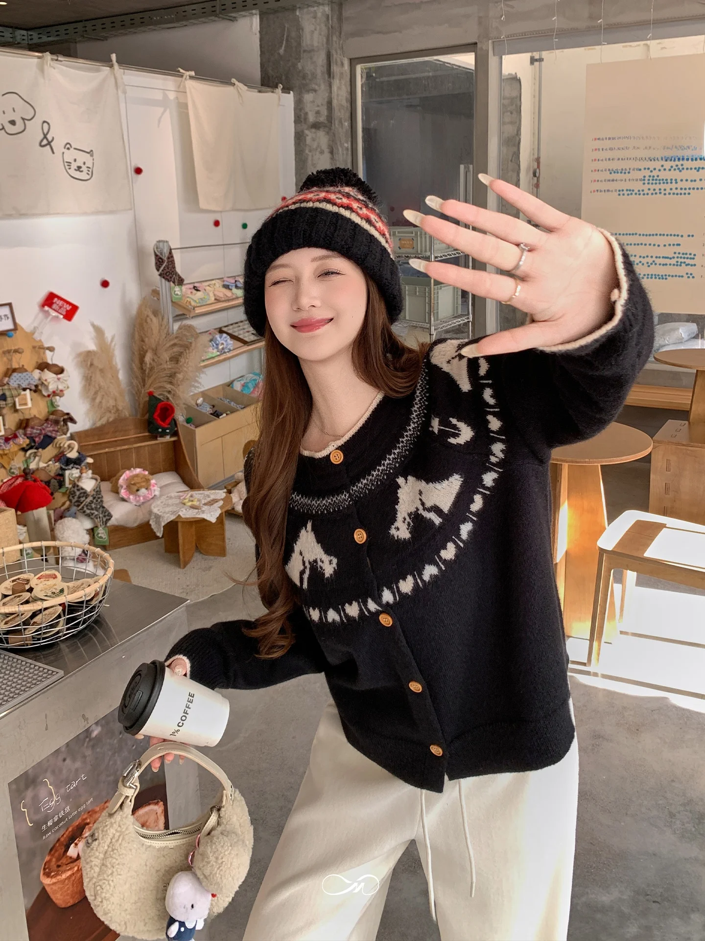 

Женский вязаный свитер больших размеров Mae с узором Fair Isle, повседневный, свободного кроя, с длинными рукавами, зимний топ