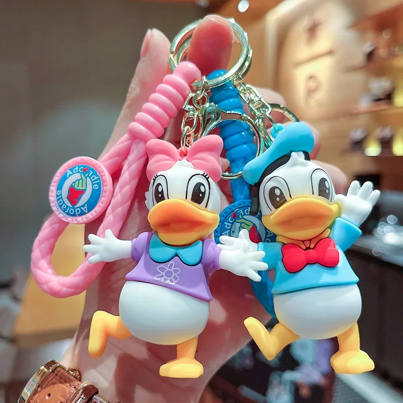 Disney Mickey Keychain Cartoon Minnie Donald Duck Key Chain Kawaii 3D Doll Car Keychain Cute Bag Hanging Ornaments Wholesale