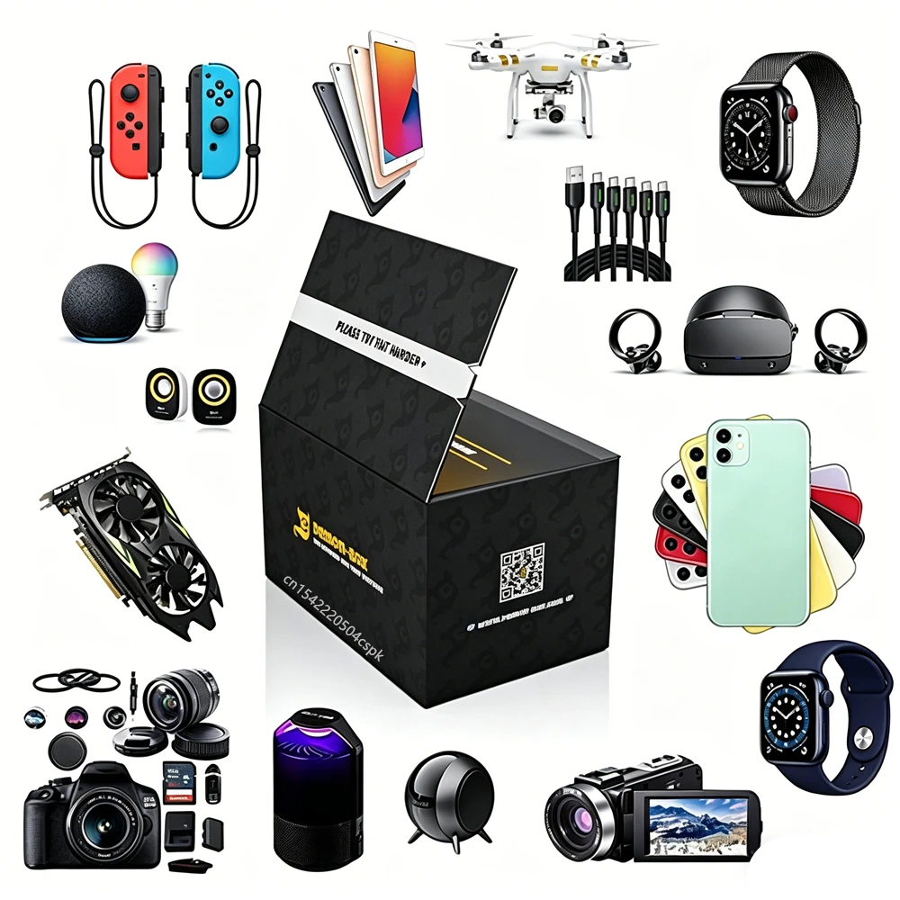 Electronics Mystery Box Random Surprise Blind Box Gift Chance to Get Laptop Smartwatch Headphones Gaming Mouse Tech Gadgets