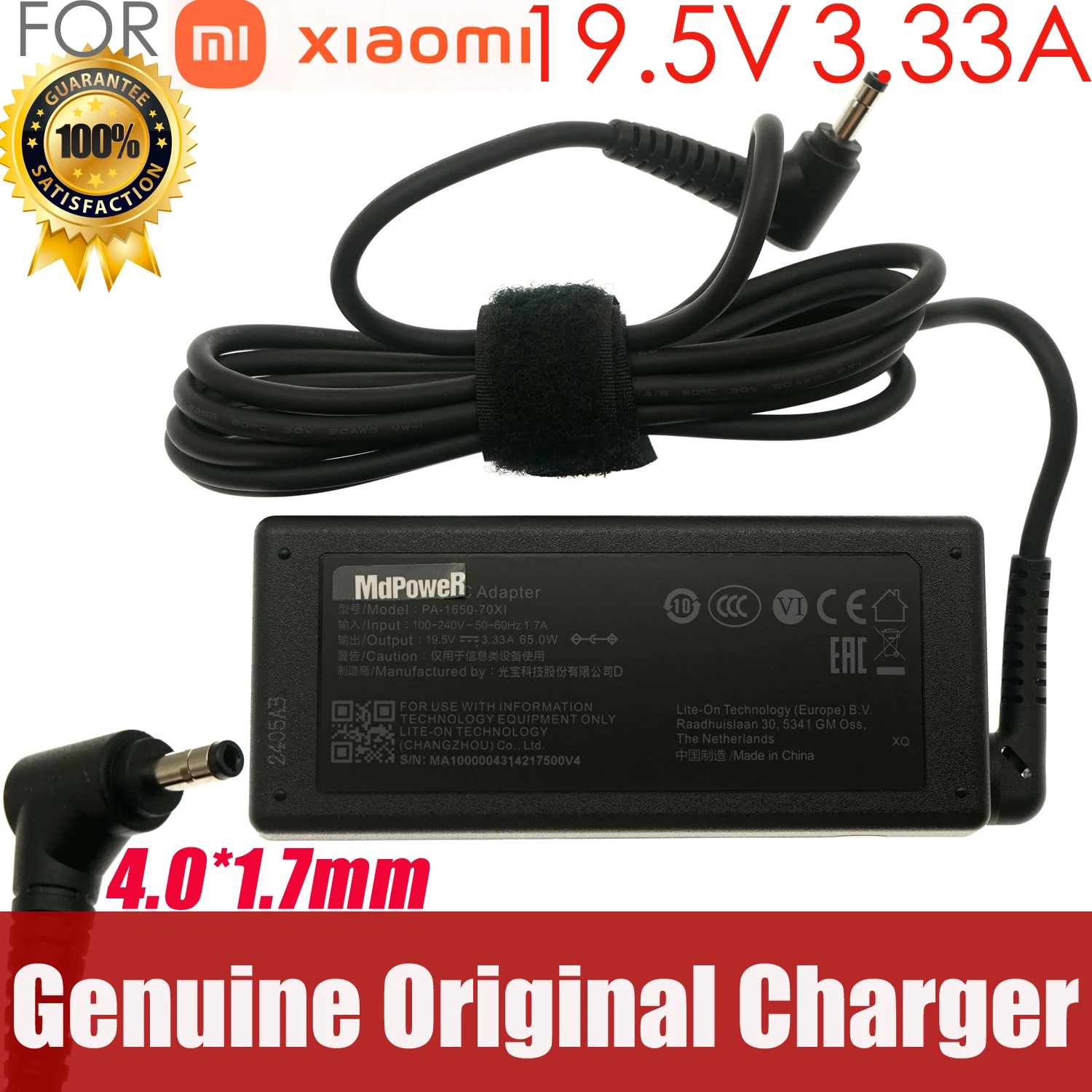 

Genuine A14-065N1A PA-1650-70XM AC Adapter Charger For Xiaomi Redmi Book 13 14 Laptop Power Supply 19.5V 3.33A 65W 4.0x1.7mm