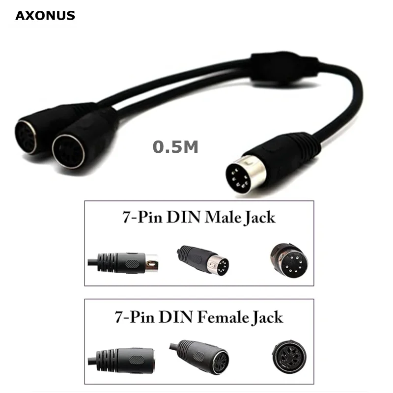 Cable Divisor MIDI DIN de 7 Pines, Cable en Y de 7 Pines DIN Macho a 2 DIN de 7 Pines Hembra, Conector de Audio para Bang Olufsen Naim