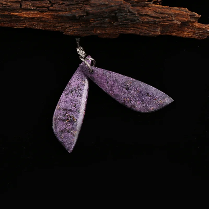 B&F African Purple Stone Earring Beads, Handmade Natural stones beads, Polished Stones for jewelry Making Supplies