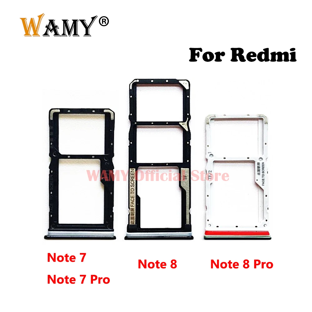 Original New SIM SD Card Tray Slot Holder For Xiaomi Redmi Note 7 Pro Note 8 Pro Phone SIM Card Drawer Parts