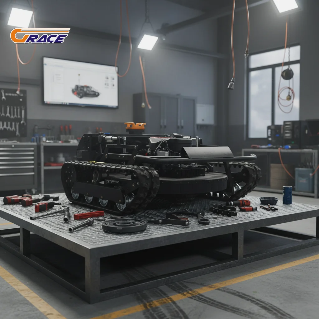 

RC Electric Tracked Crawler Mower Cordless Automatic Lawn Mower with Adjustable Mowing Height