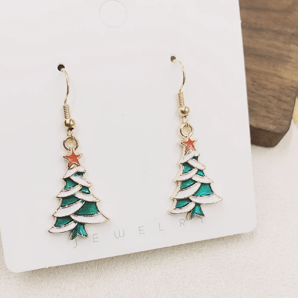 New Christmas Tree Snow man  Drop Earrings for Women Girls Party Holiday New Year Jewelry Gifts