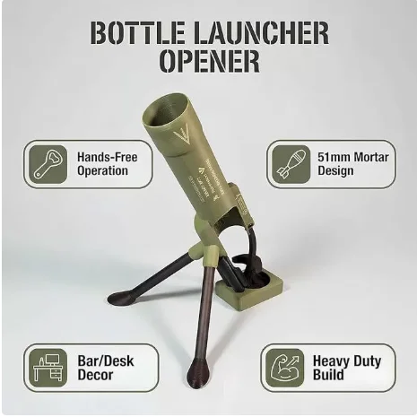 Creativity Beer Bottle Mortar Bottle Opener Home Beer Mortar Bottle Opener Funny Hands-Free Push Down Bottles Cap Launcher