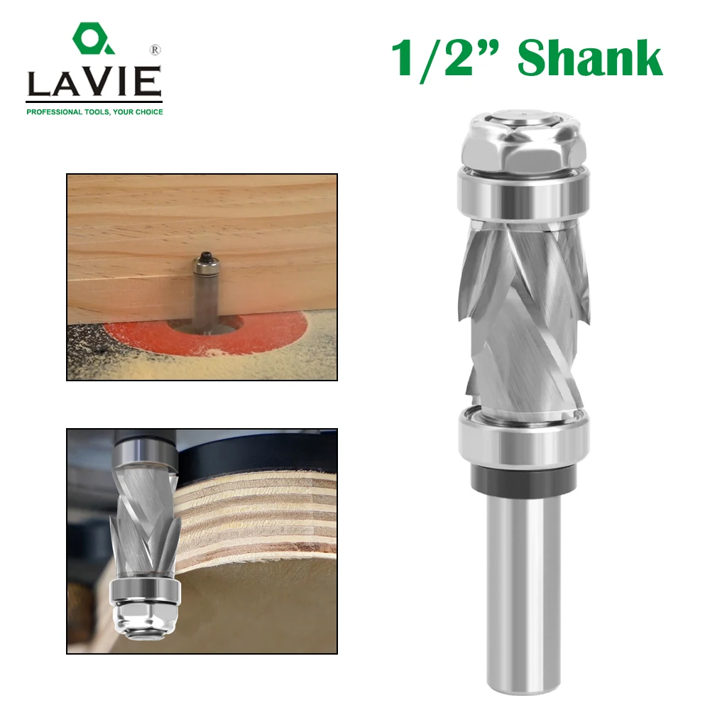 LAVIE 1/2" Shank 2+2 Flutes Compression Bit Solid Carbide Up Down Cut Flush Trim Router Bit 7/8" 102mm Z13C2238102C
