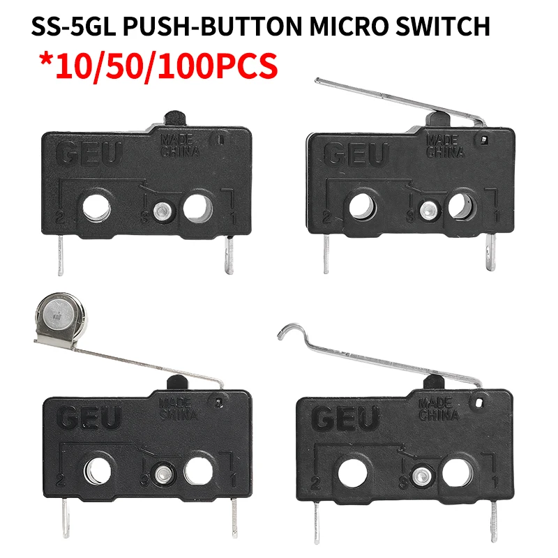 SS-5Gl NO/NC/Changeover  Subminiature Micro Switch, 2-Terminal  Pre-Wired 3-Terminal Micro Limit Switch 10/50/100PCS