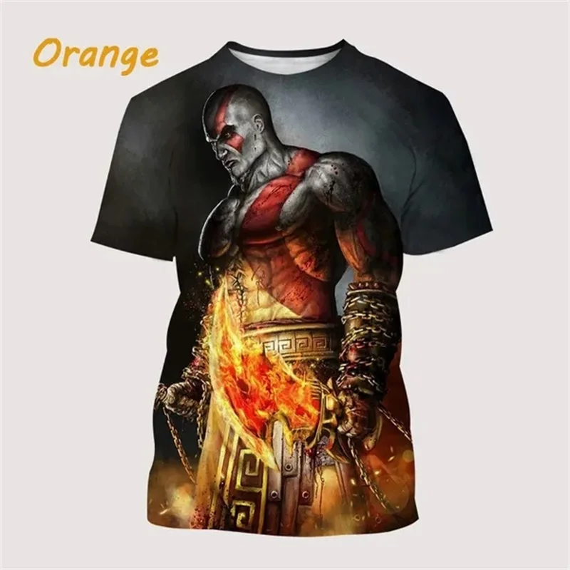 3D Printing God Of War T-shirt For Men Short-sleeved Personality Fighting Game Tee Tops Round Neck Plus Size T-shirts