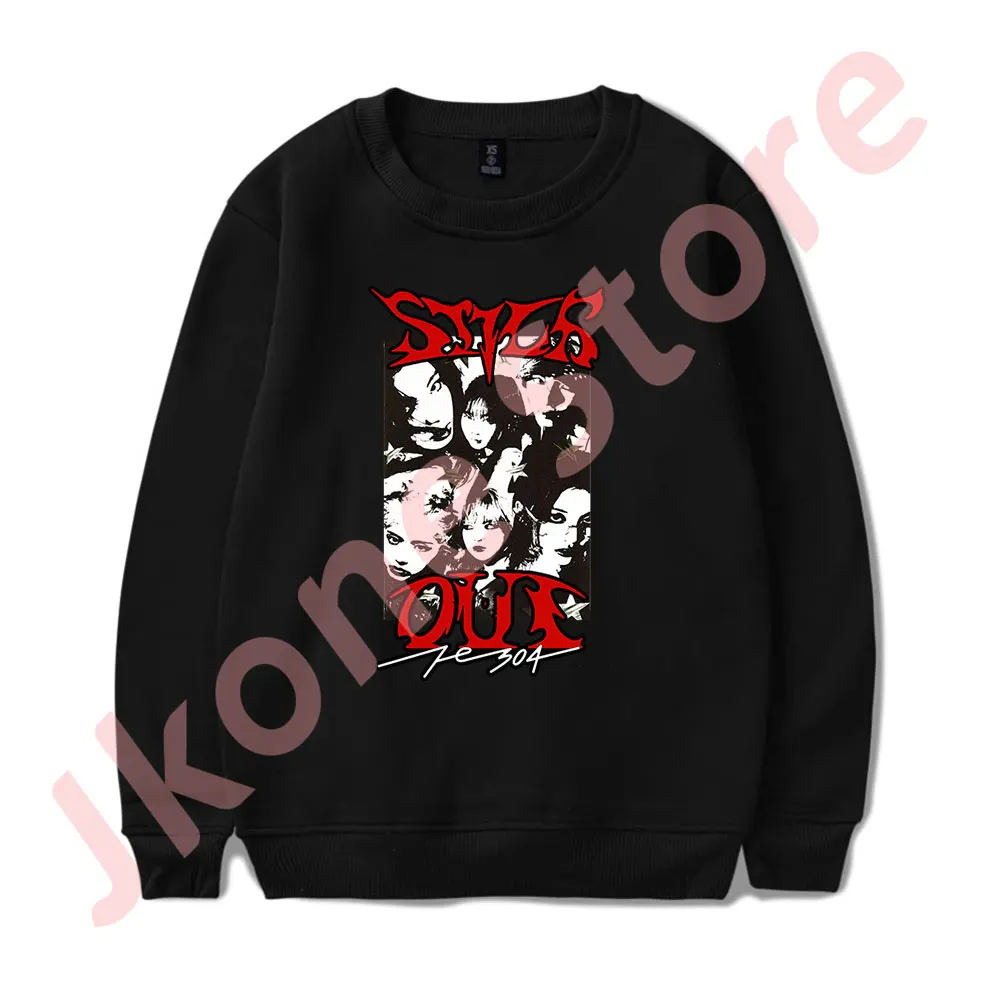 Kpop NMIXX Fe3O4 Stick Out Merch Crewneck Sweatshirts Cosplay Women Men Fashion Casual Long Sleeve T-Shirts