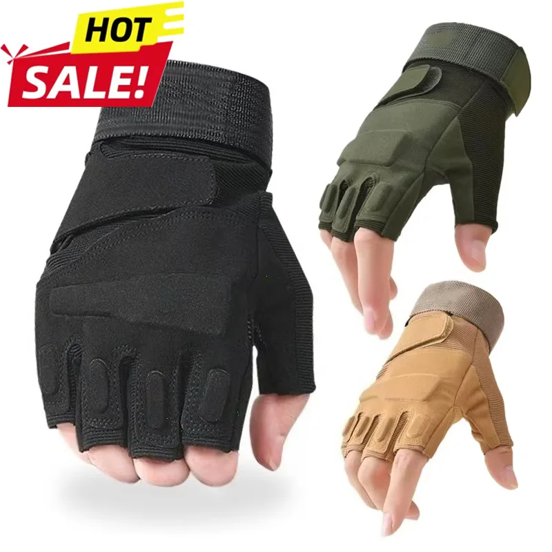 Fingerless Tactical Gloves Men Women Kids Cycling Half Finger Fitness Gloves Anti-slip Male Outdoor Sports Fitness Gloves
