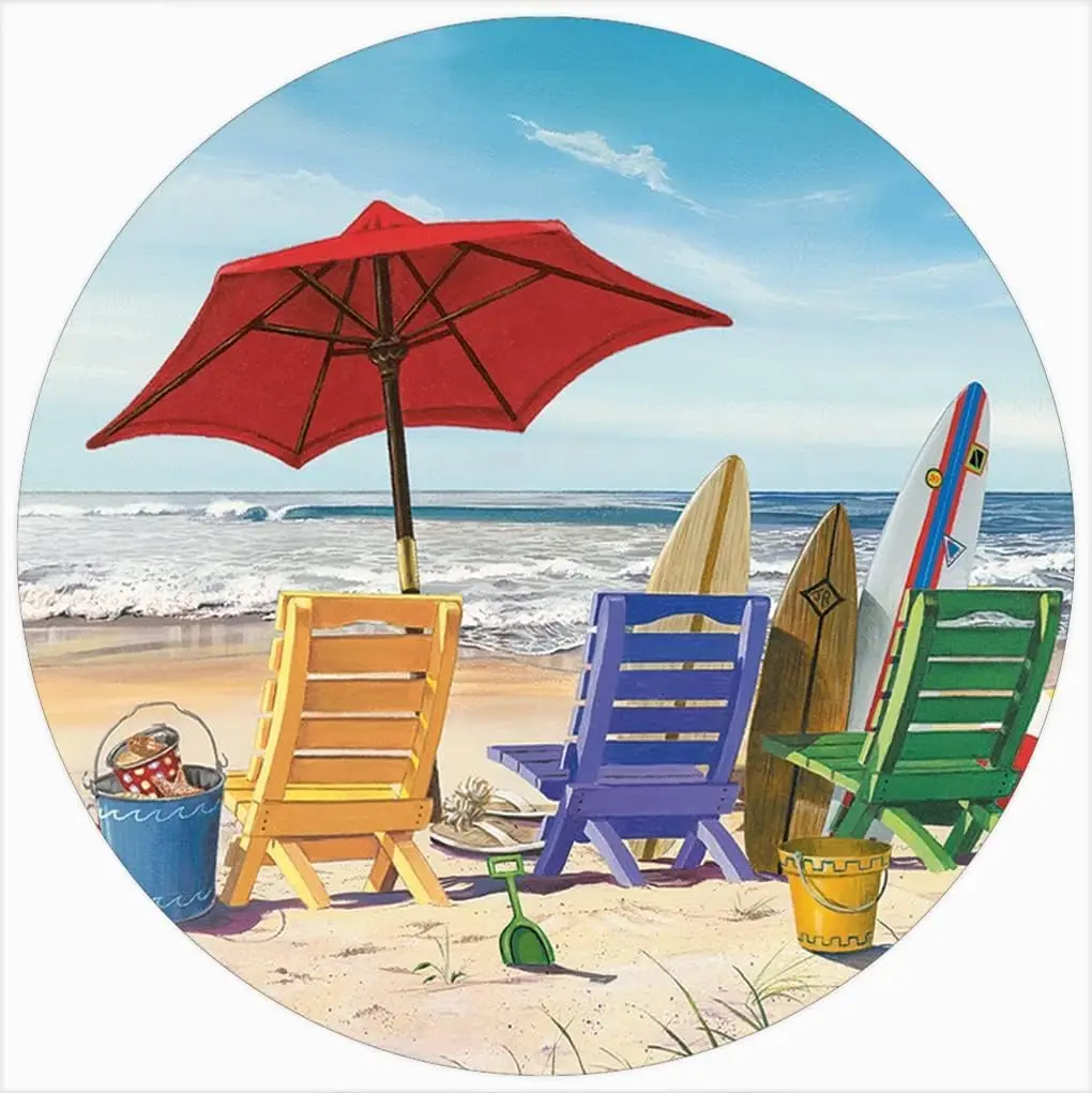 Beachy Round Metal Tin Sign Rustic Wreath Sign Wall Hanging Plaque Round Metal Tin Sign for Home Porch Front Door Bathroom