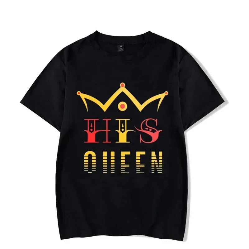 New His Queen Her King Lovers T Shirt Crown Print Graphic T Shirts Woman Man Tee Shirt Harajuku Couples Matching Top Tees Y2k