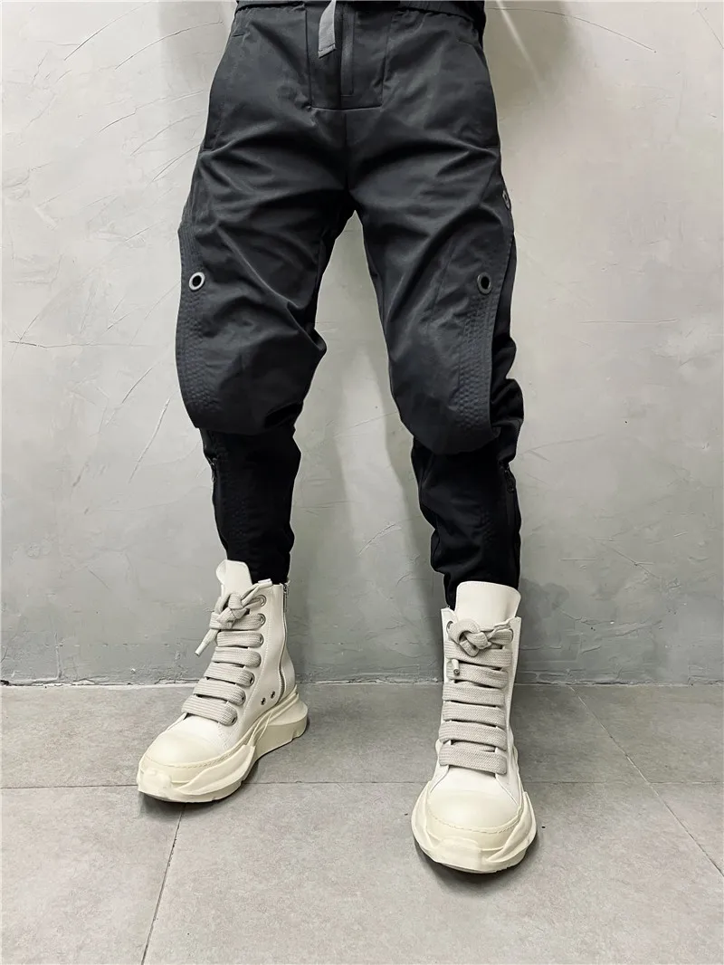 Avant-Garde Wear Personality Retro Overalls Stand Cut Stitching Matchet Pants Fashion Designer Loose Zip Ankle Banded Slacks