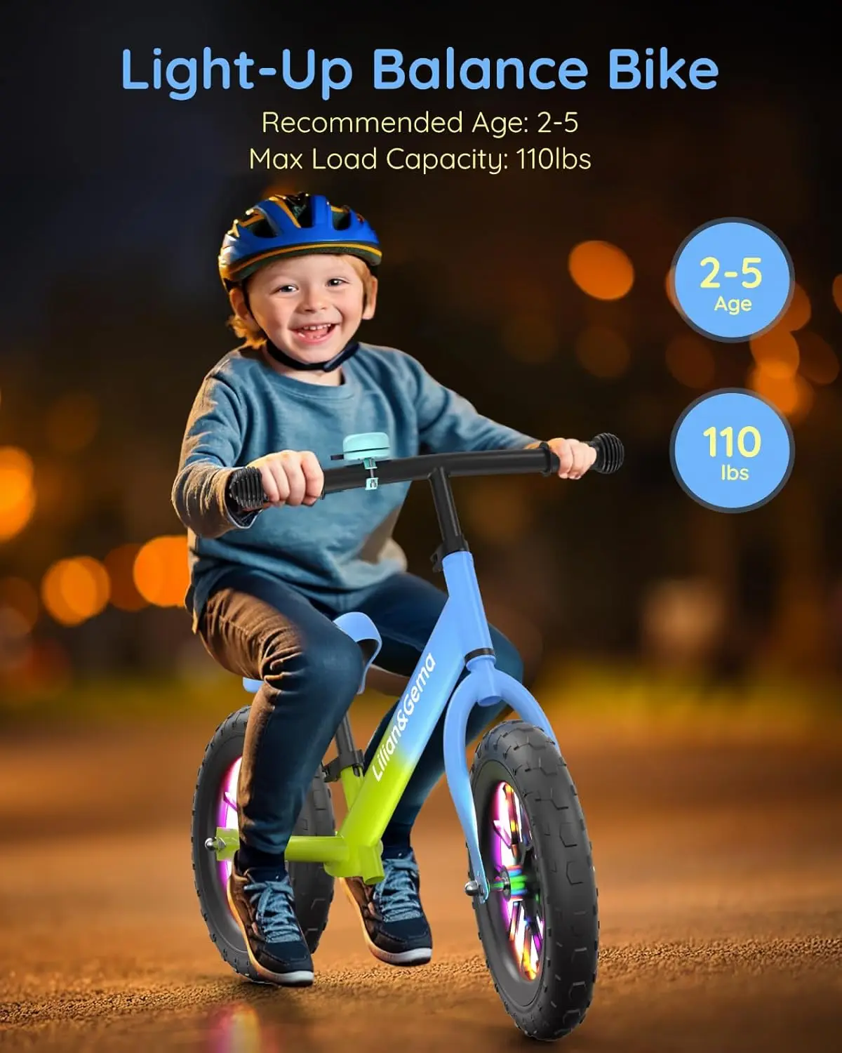 Loopfiets, loopfiets voor peuters met kleurrijke verlichting, peuterfietsen zonder pedaal met verstelbaar stuur en stoel