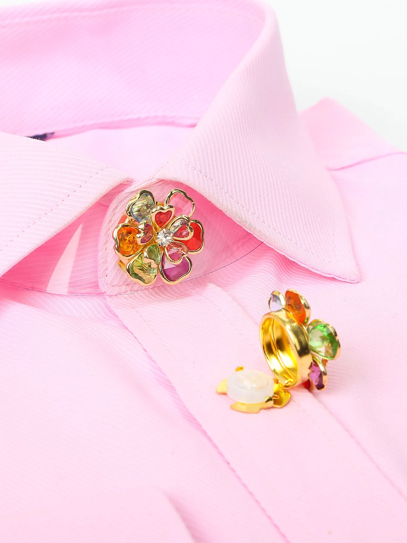 Luxury Button Covers Cufflinks Shirt Rhinestone Flower Sleeve Button Copper Clips Buttons Gifts Decorative Button 2pcs/set