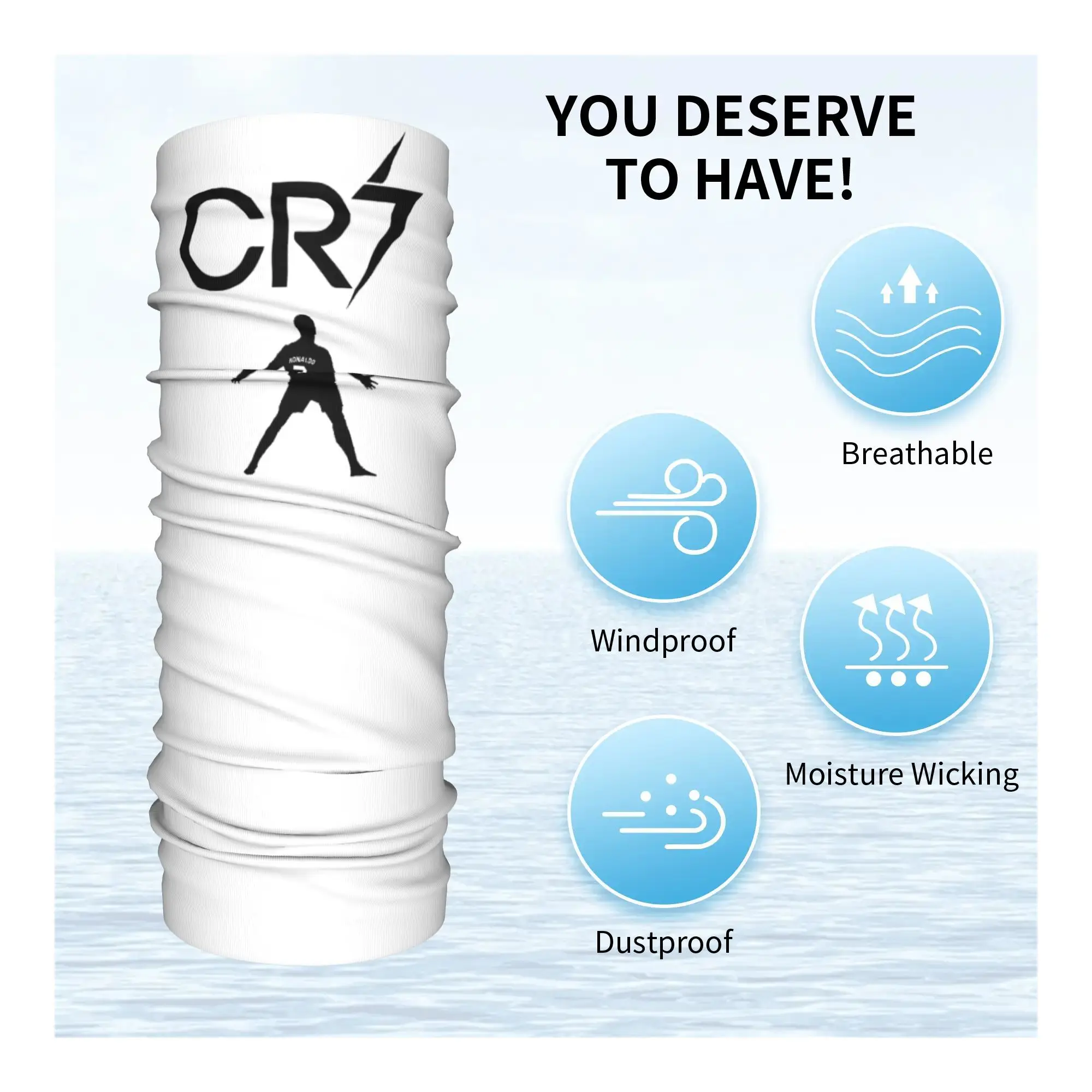 Cr7 كرة القدم رونالدو التوقيع باندانا الرقبة الجراب قناع مطبوع وشاح متعدد الاستخدام عقال الجري للرجال النساء الكبار قابل للغسل