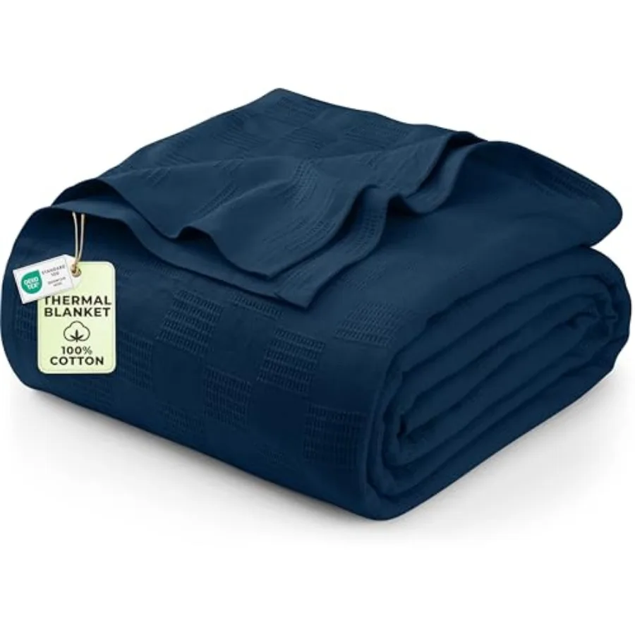 

100% Cotton Thermal Blanket Size Soft, Lightweight, Breathable, Cozy Spring and Summer Blankets for Bed, Home Room Decor Gifts