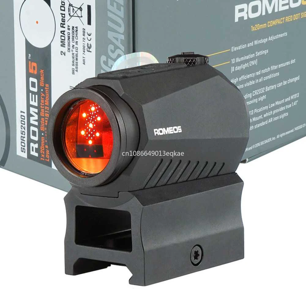 Tactical ROMEO5 Red Dot Sight 1x20mm Compact 2 MOA Reflex Airsoft Optics Riflescope Riser Mount Fit 20mm Rail Unity Fast Mounts