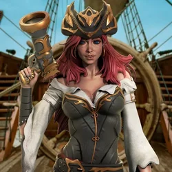 1/24 Hobby Miniature Resin Figure Model Kit Female Pirate Captain Miss Fortune Unassembled and Unpainted DIY Toys 3D printing