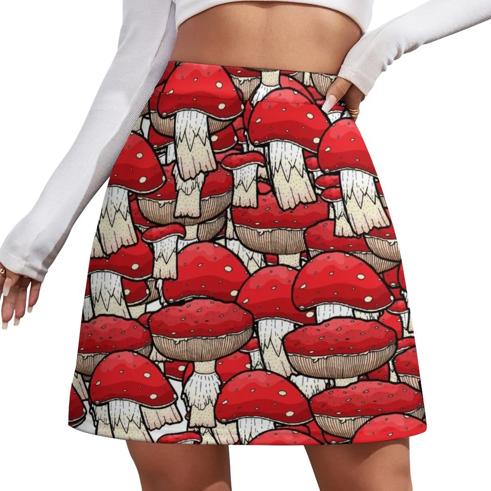 

Red Mushrooms Mini Skirt korean style clothing sexy short mini skirts Women skirts