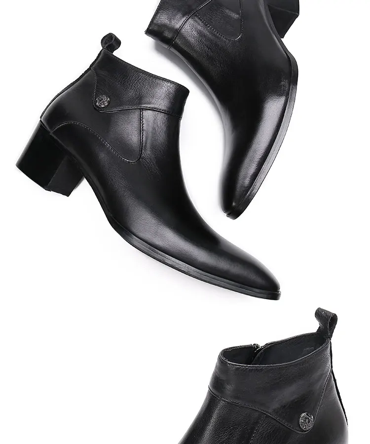 Frühlingsswarze kurze Stiefel mit Krokodilmuster, modische Stiefel, quadratischer Kopf, Lackleder, nackte Chelsea-Kurzstiefel für Herren – Detail 26