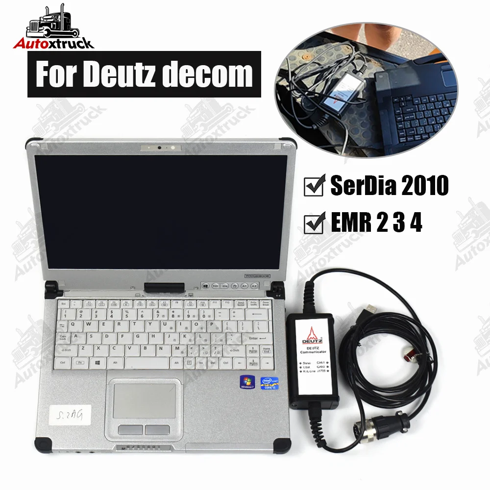 For DEUTZ DIAGNOSTIC KIT DEUTZ DECOM SerDia 2010 Diesel Diagnostic Tool Communicator Diagnosis Scanner Tool CFC2 Laptop