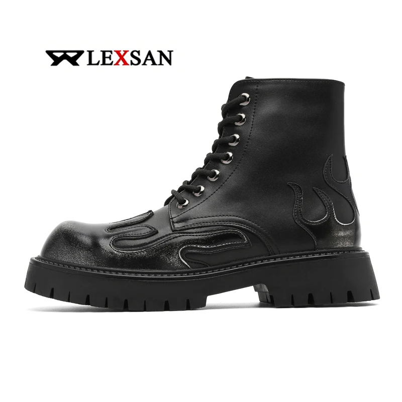 Lexsan Motorcycle Boots Men Leather Motos Breathable Anti Slip Wear-resistant Riders Boots Motorbike Racing Ankle Length Shoes
