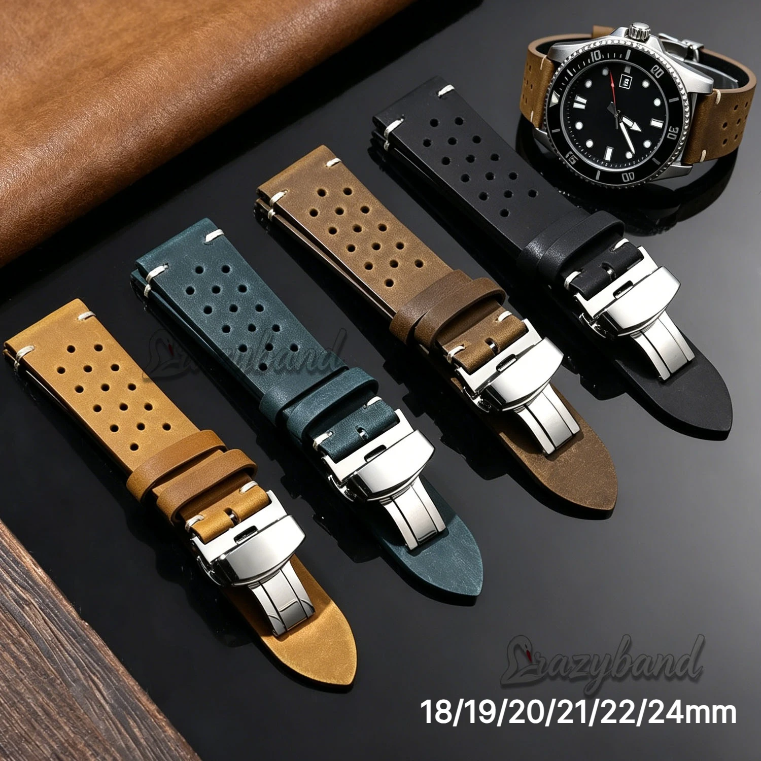 Suede Strap Watch - 18/19/20/21/22/24mm Handmade Leather for Seiko for