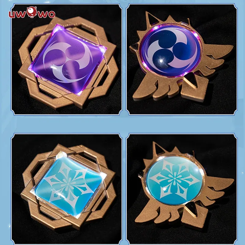 UWOWO LED رؤية "عين الله" لعبة Genshin تأثير تأثيري الدعائم Mondstadt/Liyue/Inazuma/Sumeru Dendro Cryo Hydro Pyro Geo Elect