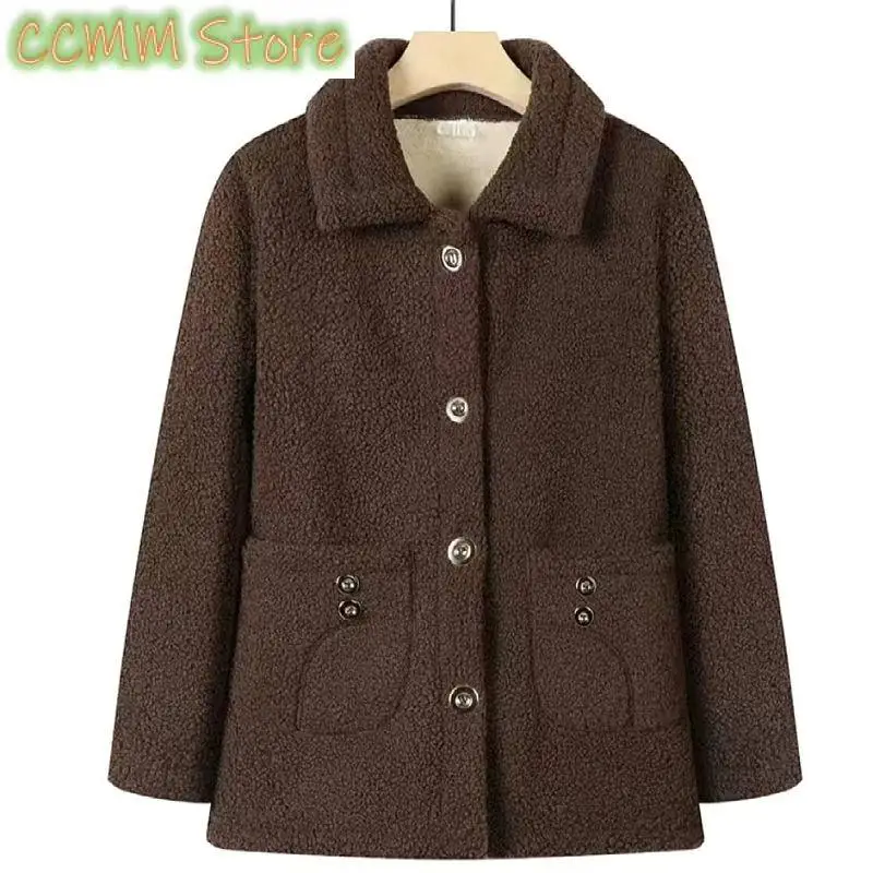 Mother Women's New Coat Cashmere Female Autumn Winter Plus Warm Cotton Padded Coat Warm Jacket Velvet Cotton Overcoat
