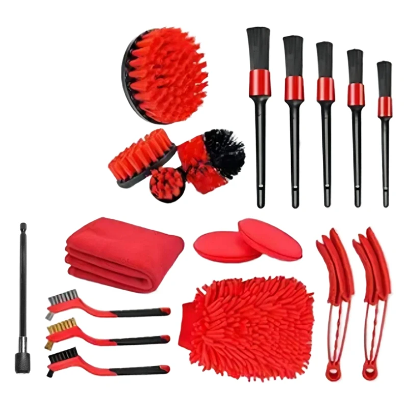 19-Piece Set Car Tire Wheel Brush Cleaning Brush Head Set Air Conditioner Vent Cleaning Household Floor Cleaning Brush-VVNB