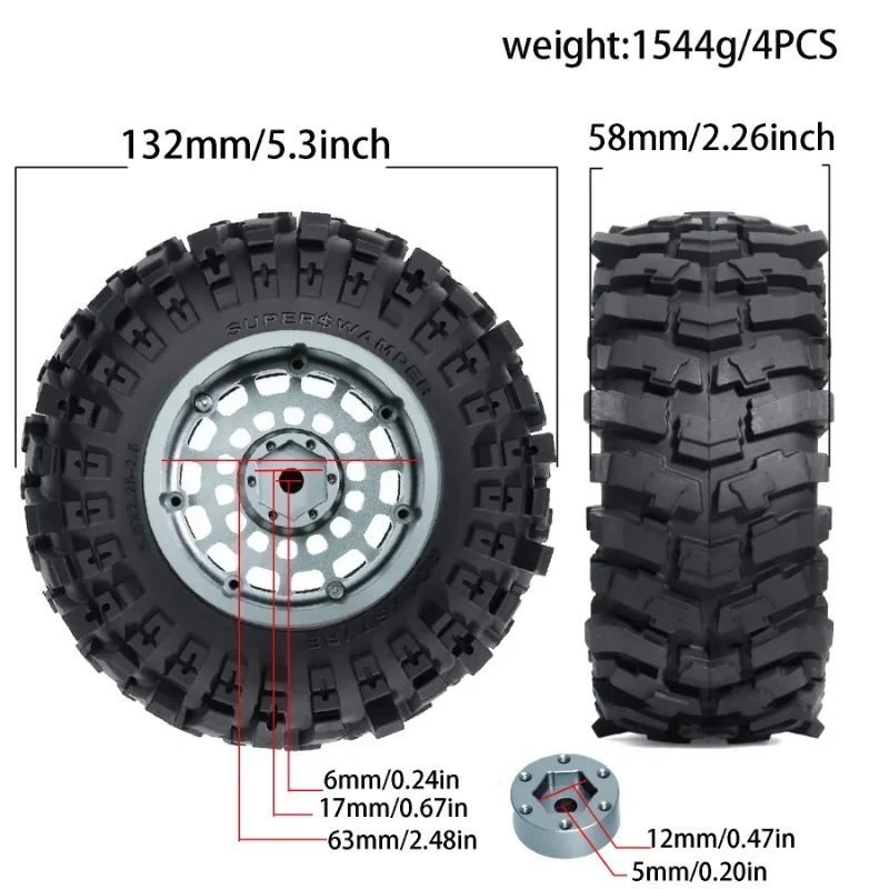 عجلات Beadlock مقاس 2.6 بوصة وإطارات زاحفة RC إدراجات ذات مستوى مزدوج لـ 1/10 محوري RR10 90048 90018 90053 الشبح #5