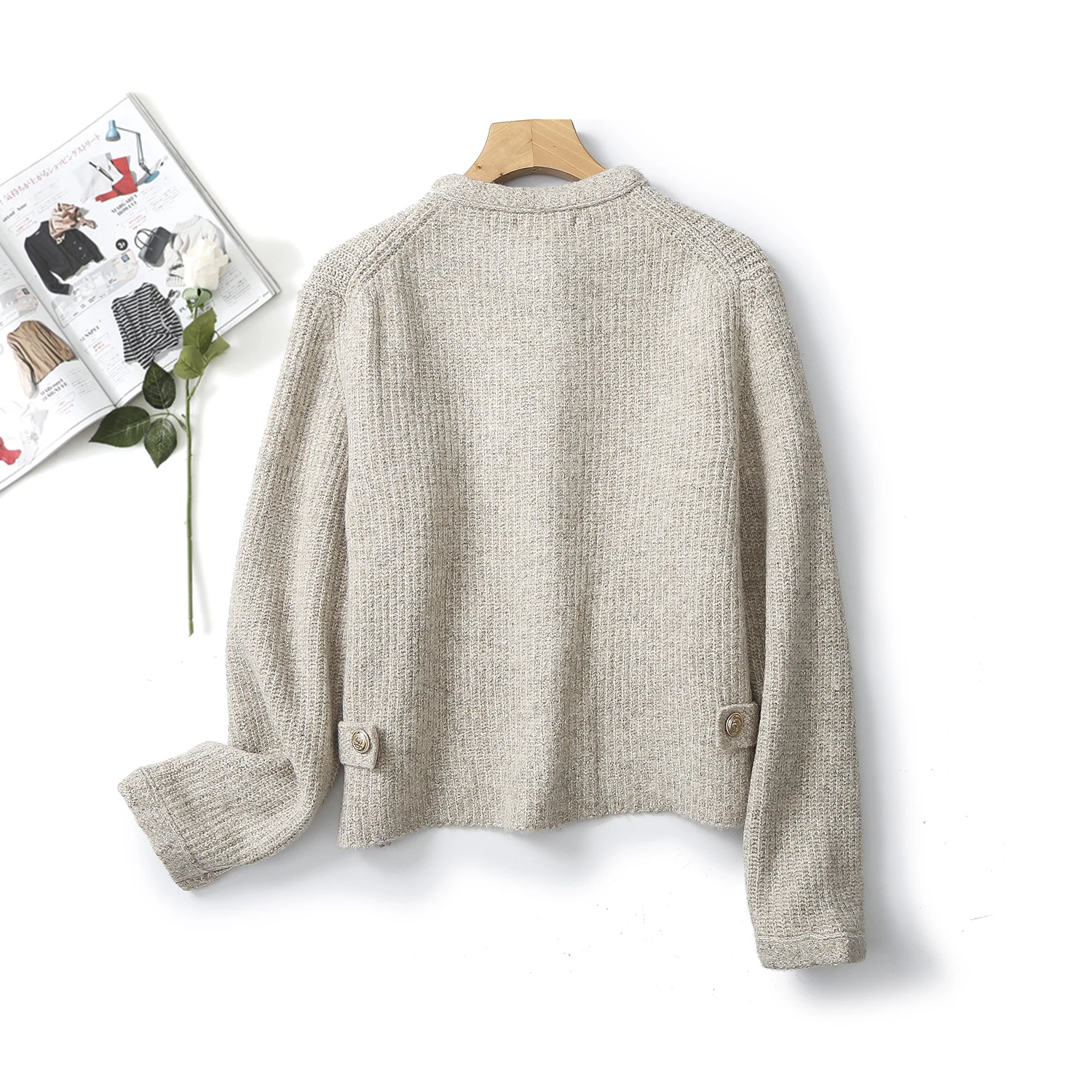 Ethereal MD 2024 new style of Women\'s casual French style soft waxy sweater knitted cardigan short coat