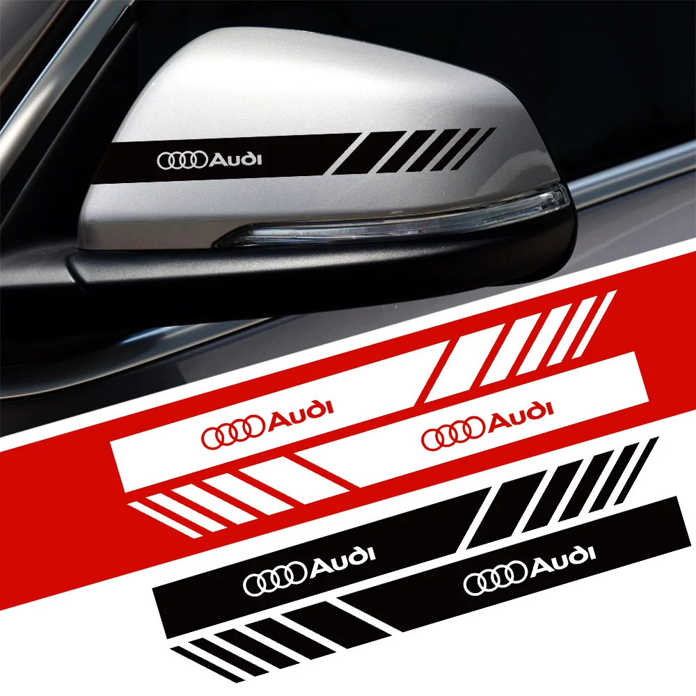 2PCS Car Rearview Mirror Decoration Sticker Auto Refit Accessories For Audi S Line Q3 Q5 Q7 RS3 RS4 RS5 A3 A4 B5 B7 A5 A6 C7 A7