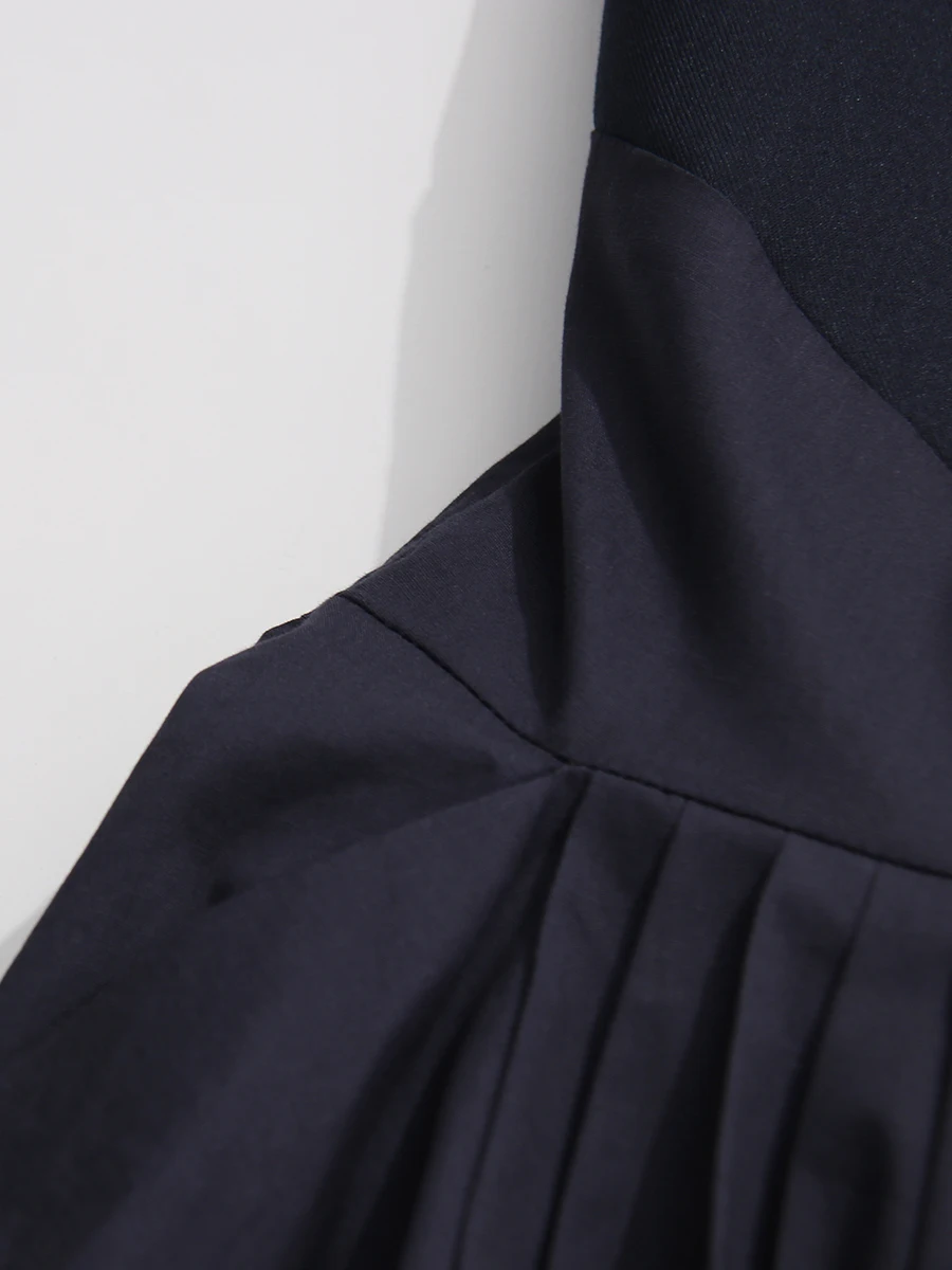 TWOTWINSTYLE Fashion Spliced Folds Design Sense Trenchs for Women Lapel Long Sleeves Patchwork Double Breasted Trench Female New