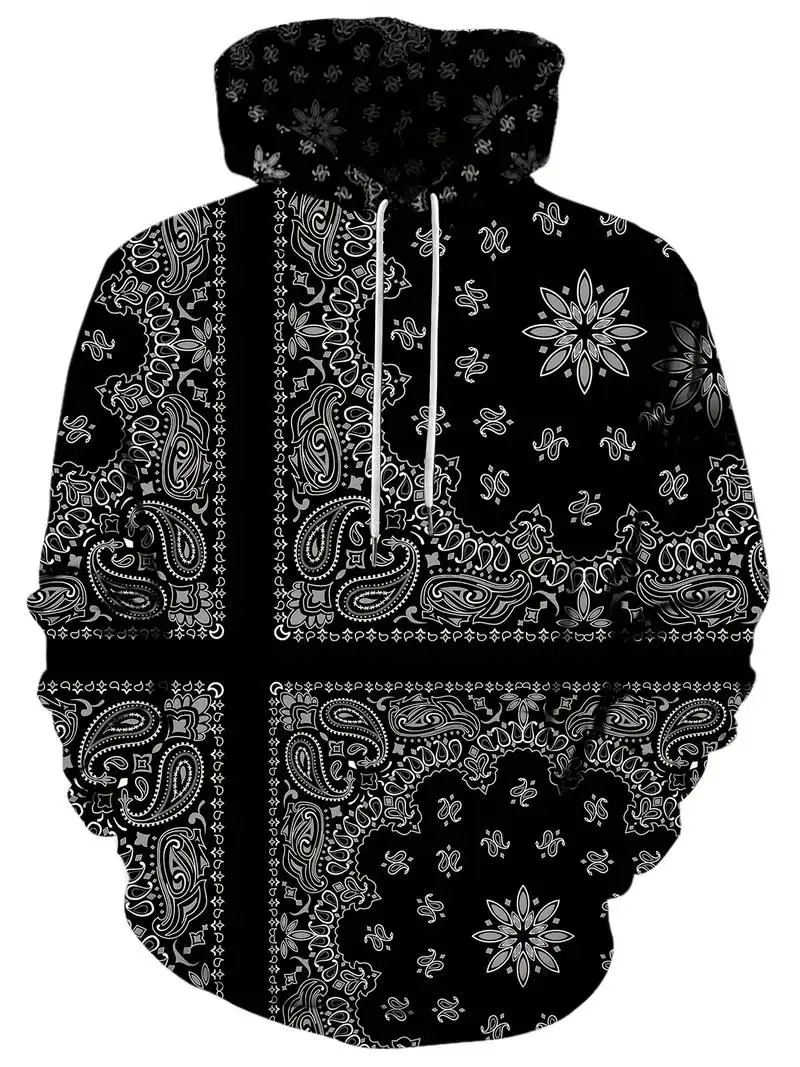 2024 Spring Autumn Men\'s New Fashion High Street Hoodie 3D Pattern Printed Pattern Sweatshirt Loose and Comfortable Long Sl