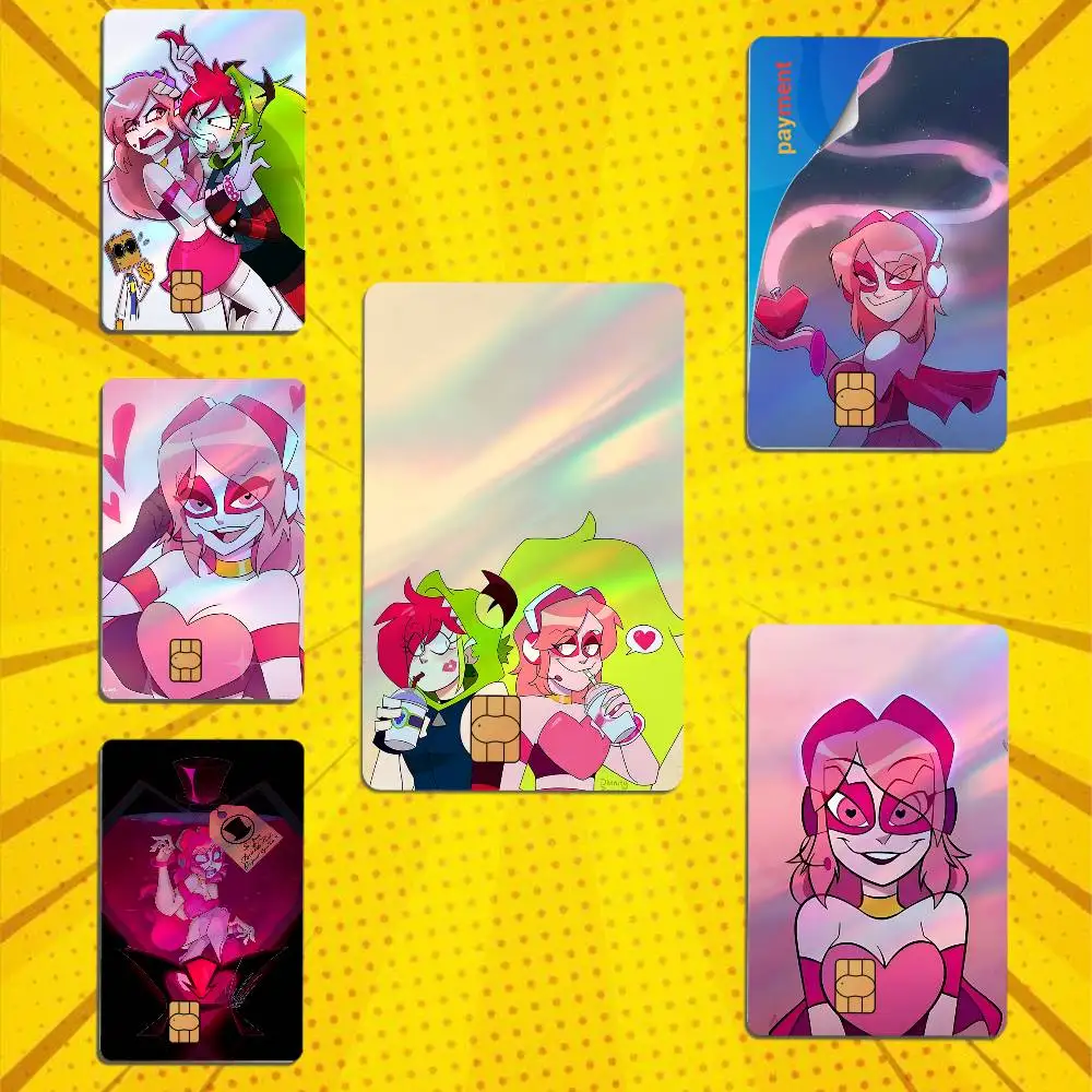Pink haired superhero Miss Heed  Card Skin Stickers For Bank Card Bus Metro Card Sticker Waterproof Gift Holographic