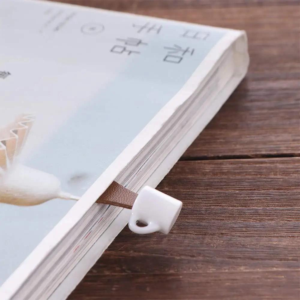 

PU Leather Spilled Coffee Bookmark Unique Design Stationery Funny Bookmarks Coffee Themed Book Clip Coffee Bookmark